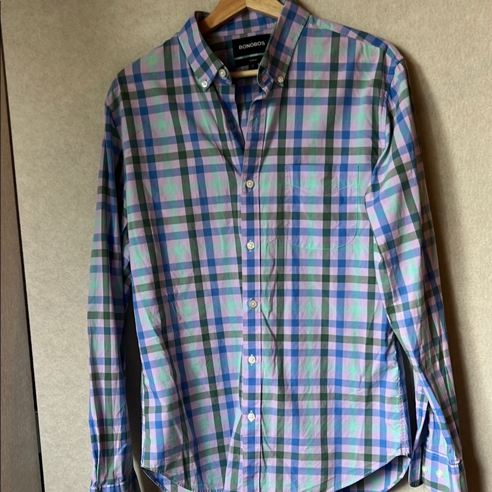 Bonobos Blue and Green Casual Button Down Shirt